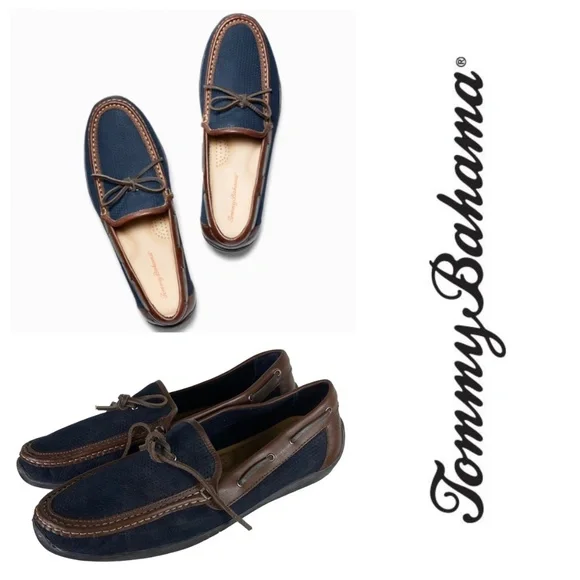 Tommy Bahama Odinn Camp Moc Leather Driving Loafers in Black/Brown Tommy Bahama Men main image 2